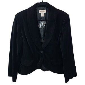 NWOT Vintage Newport News sz 18 Black Velvet One Button Women's Blazer Evening